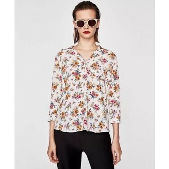 Zara Tops Zara White Floral Boho Top Poshmark